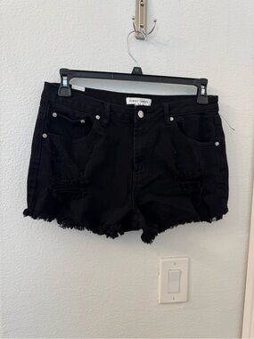 Almost Famous Black Distressed Cutoff Jean Shorts size 11